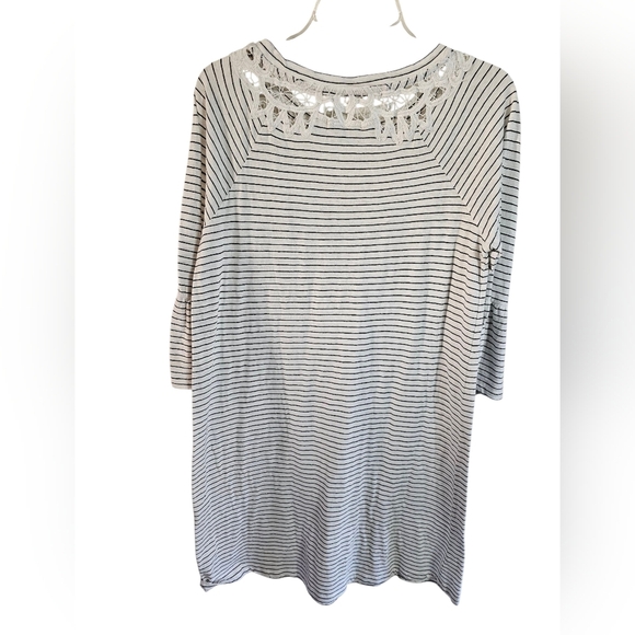 Soft Surroundings Womens Lace Yoke Stripe Tunic Dress Small Cotton Boho Classic - Picture 3 of 8